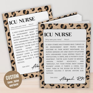 Custom ICU Nurse Journal, Nurse Appreciation, Personalized Nurse Notebooks, Nursing Student Diary, Leopard Print, Black History Month Gift