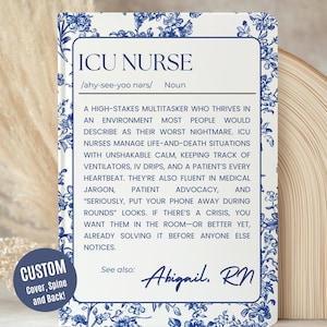 Personalized ICU Nurse Journal Custom ICU Nursing Appreciation Gift - Graduation Present Nurse Notebooks Inspirational ICU Nurse Diary Gift