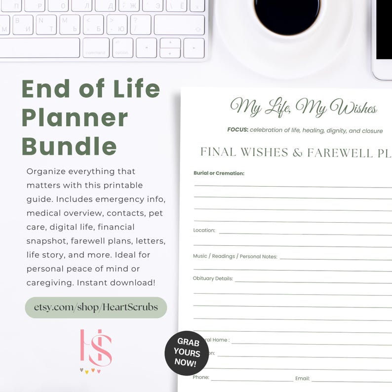 End of Life Planner Printable - Legacy Journal and Emergency Binder PDF ...