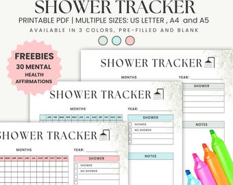 Shower & Hair Wash Tracker Printable, Hygiene Routine Log PDF, Self Care Checklist Template, Wellness Tracker Sheet, Daily Hygiene Planner