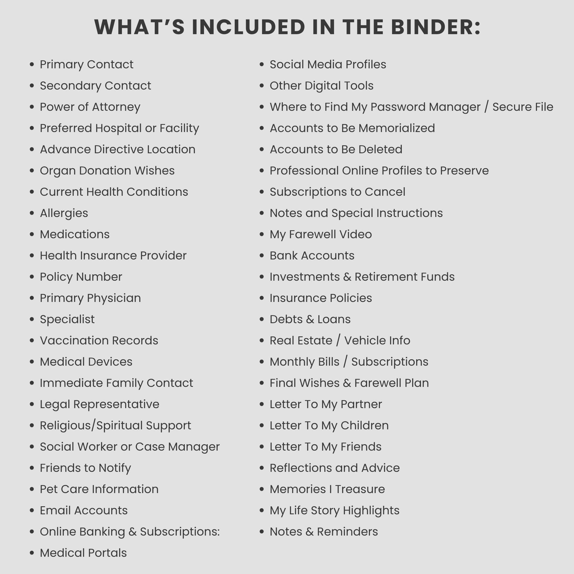 End of Life Planner Printable - Legacy Journal and Emergency Binder PDF ...