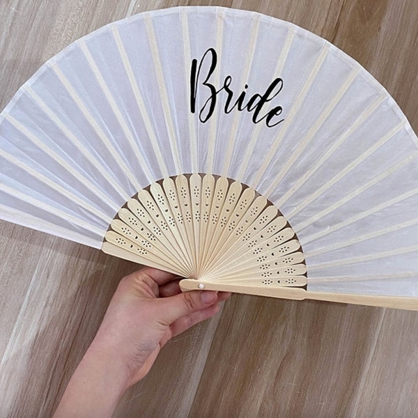 BRIDE Folding Hand Fan beach pool summer wedding engagement Bachelorette hen Party Bridal Shower Honeymoon Trip decoration Gift