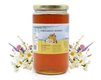 Niagara's Honey Wildflower Honey - 100% Pure Canadian, Unpasteurized, Local Golden Honey, perfect for Breakfasts, Baking and Desserts