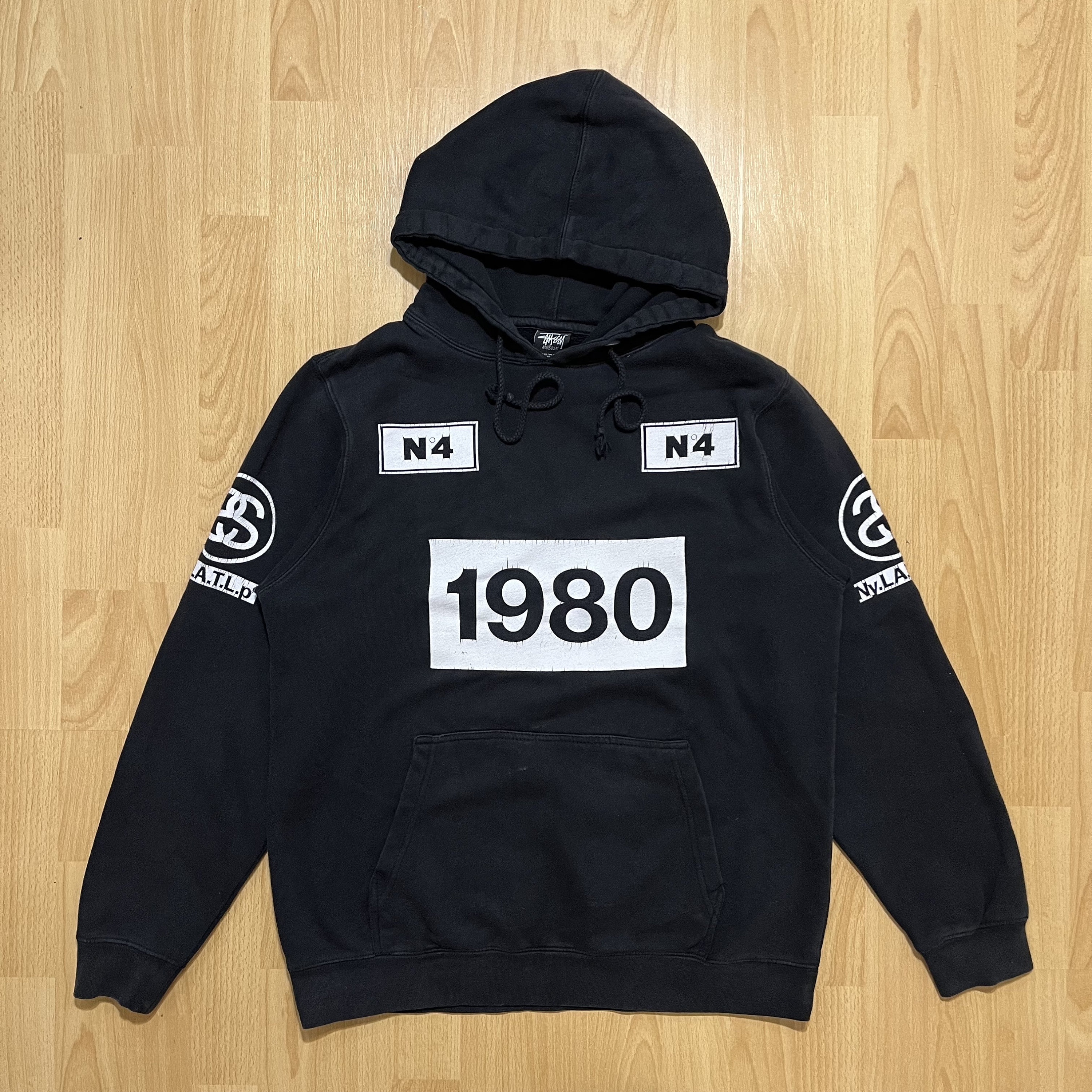 OLD Stussy Black 1980 Pullover Hoodie ステューシー 安い販促