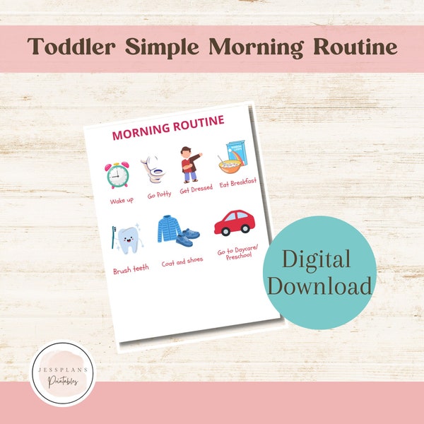 Printable Toddler Morning Routine | Daily Chart | Instant Digital Download PDF