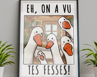 Roliga ankor badrumsaffisch - Fransk toalettkonst