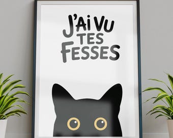 Funny Cat Bathroom Poster - French Toilette Art (Digital Download)