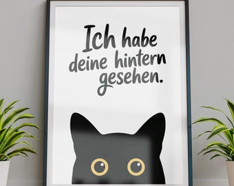 Funny cat bathroom poster – German humorous toilet poster (digital download)