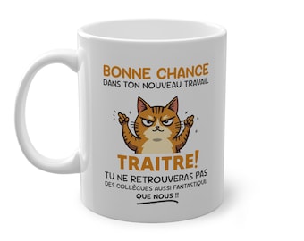 Funny "Bonne Chance Traître!" Mug | Gag Gift for Coworker Leaving
