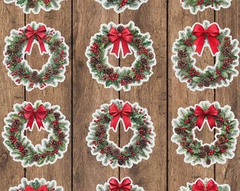 Christmas Wreath Die Cut Vinyl Sticker Set – For Notebook, Laptop, Water Bottle & Scrapbooking