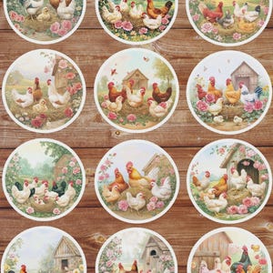 Chicken Farm Circle Vinyl Die Cut Sticker Set | Funny Sticker | Laptop Sticker | Water Bottle Sticker | Notebook Sticker