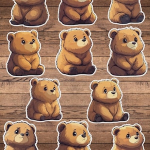 Sad Brown Bear Vinyl Die Cut Sticker Set | Funny Sticker | Laptop Sticker | Water Bottle Sticker | Notebook Sticker