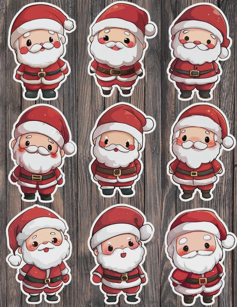 Kid Santa Sticker Chibi Santa Vinyl Die Cut Sticker Set Sticker Laptop Sticker Water ...