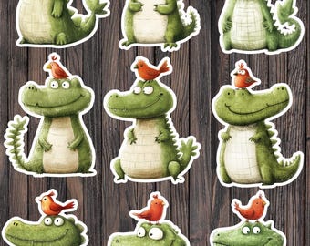 Crocodile and Red Bird Die Cut Vinyl Sticker Set – For Notebook, Laptop, Water Bottle & Scrapbooking