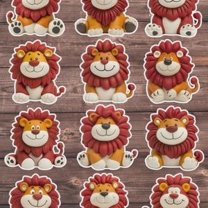 Happy Lion Vinyl Die Cut Sticker Set | Funny Sticker | Laptop Sticker | Water Bottle Sticker | Notebook Sticker Scrapbooking