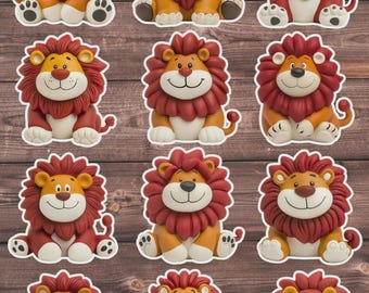Happy Lion Vinyl Die Cut Sticker Set | Funny Sticker | Laptop Sticker | Water Bottle Sticker | Notebook Sticker Scrapbooking