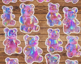 Holographic Gummy Bears Vinyl Die Cut Sticker Set Funny Sticker Laptop Sticker Water Bottle Sticker Notebook Sticker