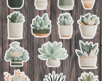 Succulents Die Cut Vinyl Sticker Set – For Notebook, Laptop, Water Bottle & Scrapbooking