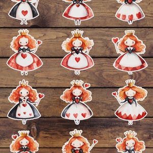 Queen of Hearts Vinyl Die Cut Sticker Set | Sticker | Laptop Sticker | Water Bottle Sticker | Notebook Sticker