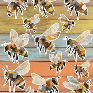 Geometric Bee Die Cut Vinyl Sticker Set | Sticker | Laptop Sticker | Water Bottle Sticker | Notebook Sticker