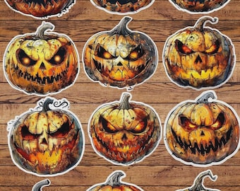 Scary Pumpkin Vinyl Die Cut Sticker Set | Funny Sticker | Laptop Sticker | Water Bottle Sticker | Notebook Sticker