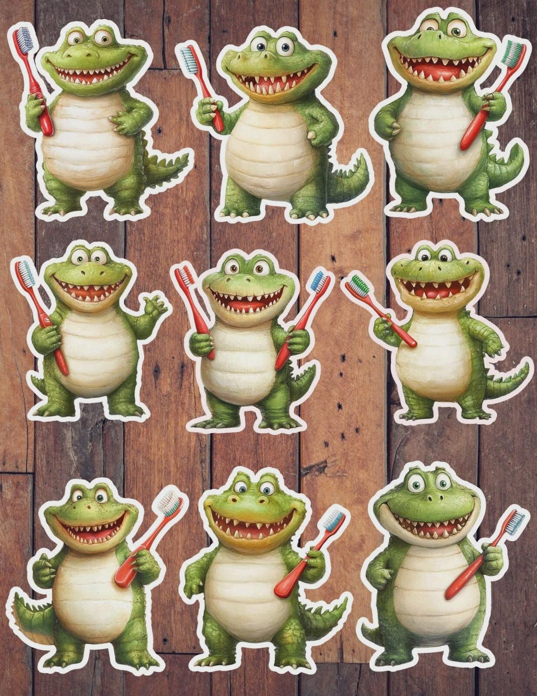 Toothbrush Printable Stickers Toothbrush Gator Die Cut Vinyl Sticker Set – for Notebook, Laptop ...