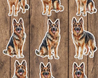 German Shepherd Dog Die Cut Vinyl Sticker Set – For Notebook, Laptop, Water Bottle & Scrapbooking