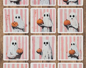 Striped Ghost Vinyl Die Cut Sticker Set | Funny Sticker | Laptop Sticker | Water Bottle Sticker | Notebook Sticker