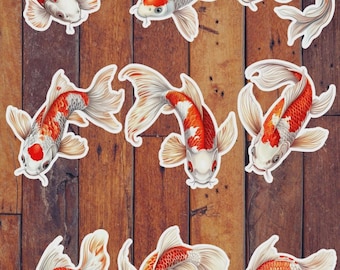 Koi Fish Die Cut Vinyl Sticker Set | Funny Sticker | Laptop Sticker | Water Bottle Sticker | Notebook Sticker