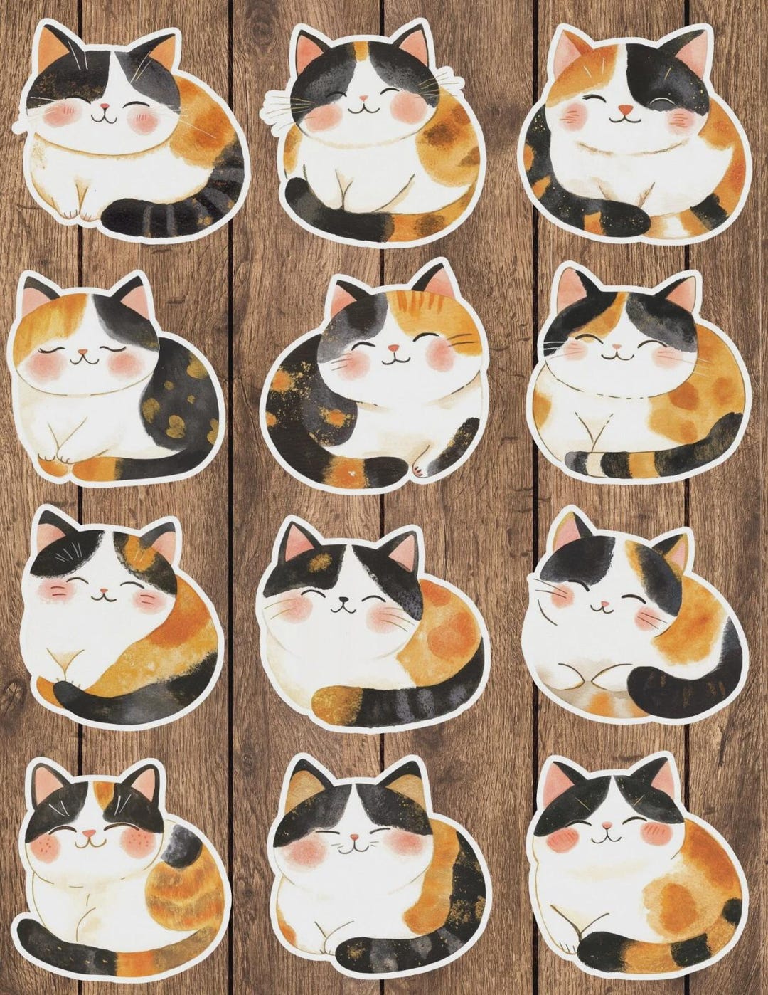 Calico Cat Die Cut Vinyl Sticker Set – for Notebook, Laptop, Water ...