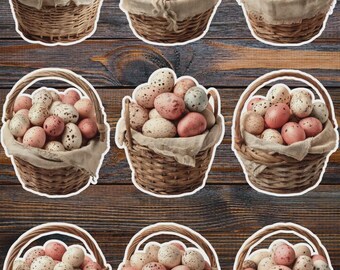 Basket of Easter Eggs Die Cut Vinyl Sticker Set | Funny Sticker | Laptop Sticker | Water Bottle Sticker | Notebook Sticker