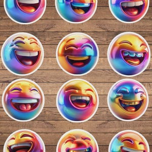 Holographic Emoji Die Cut Sticker Set | Funny Sticker | Laptop Sticker | Water Bottle Sticker | Notebook Sticker