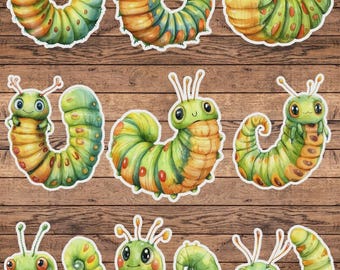 Cute Caterpillar Die Cut Vinyl Sticker Set – For Notebook, Laptop, Water Bottle & Scrapbooking
