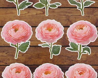 Beautiful Pink Flower Die Cut Vinyl Sticker Set | Funny Sticker | Laptop Sticker | Water Bottle Sticker | Notebook Sticker