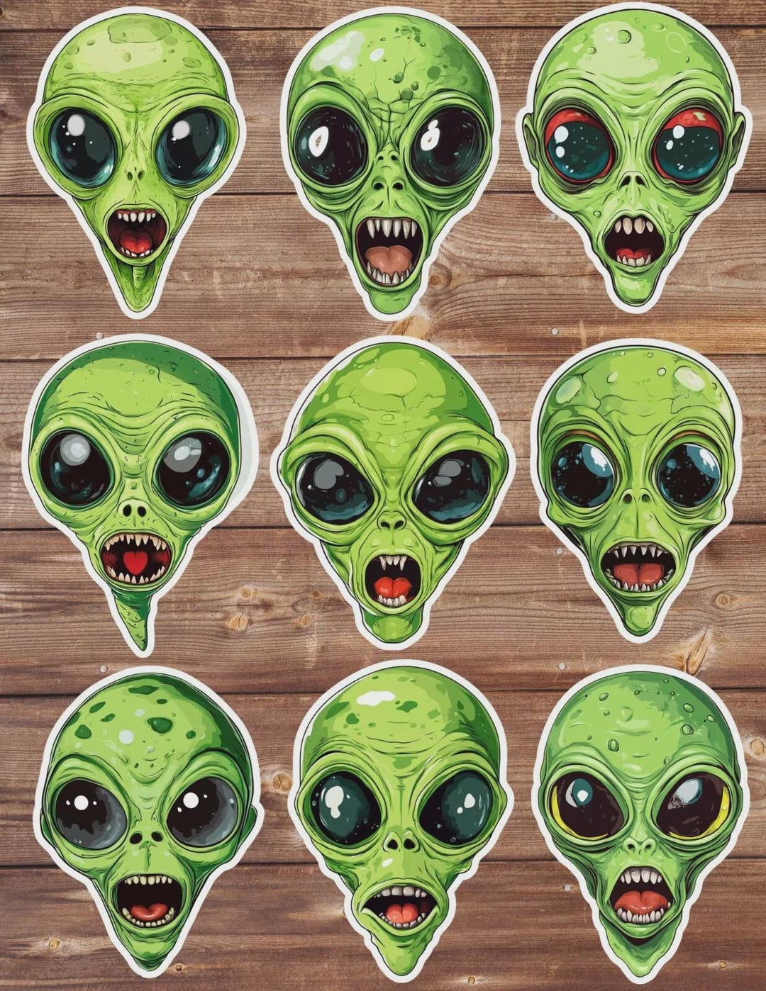 Alien Head Die Cut Sticker Set | Vinyl Sticker | Laptop Sticker | Water ...