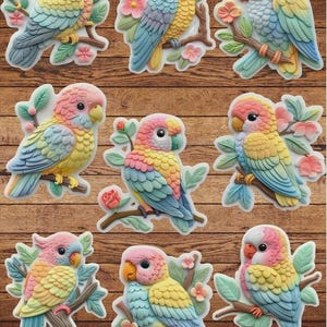 Pastel Parrot Die Cut Vinyl Sticker Set | Funny Sticker | Laptop Sticker | Water Bottle Sticker | Notebook Sticker