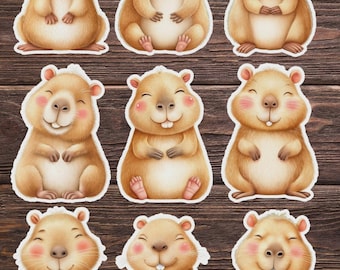 Cute Capybara Die Cut Vinyl Sticker Set – For Notebook, Laptop, Water Bottle & Scrapbooking