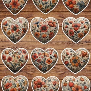 Vintage Style Heart Vinyl Die Cut Sticker Set | Funny Sticker | Laptop Sticker | Water Bottle Sticker | Notebook Sticker