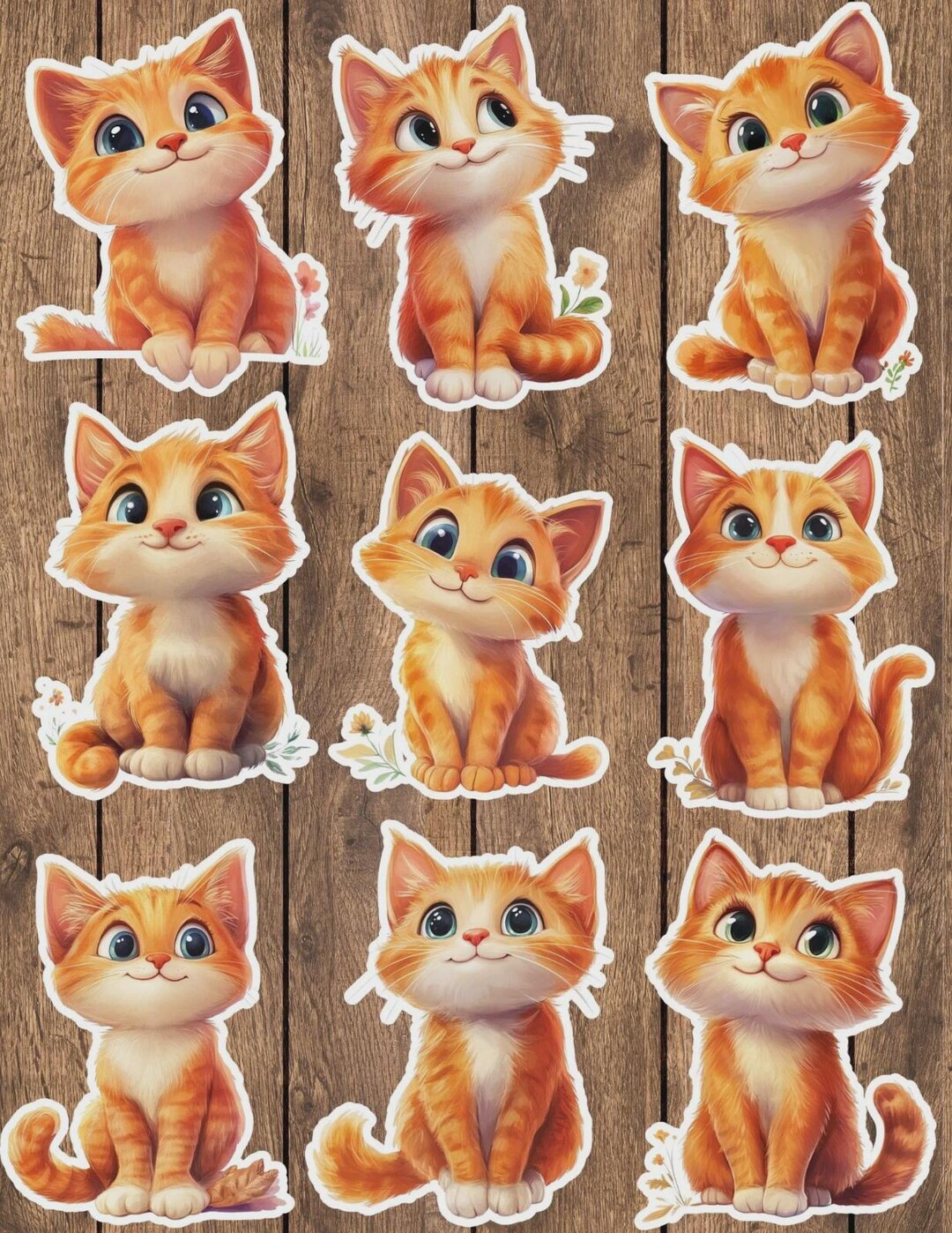 Cute Orange Kitten Die Cut Vinyl Sticker Set – for Notebook, Laptop ...