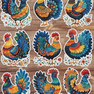 Patterned Chicken Vinyl Die Cut Sticker Set Funny Sticker Laptop Sticker Water Bottle Sticker Notebook Sticker Scrapbooking