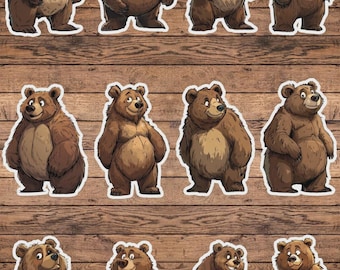 Sassy Brown Bear Vinyl Die Cut Sticker Set | Funny Sticker | Laptop Sticker | Water Bottle Sticker | Notebook Sticker