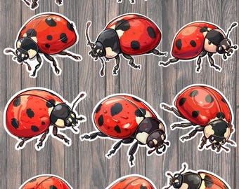 Ladybug Die Cut Vinyl Sticker Set – For Notebook, Laptop, Water Bottle & Scrapbooking