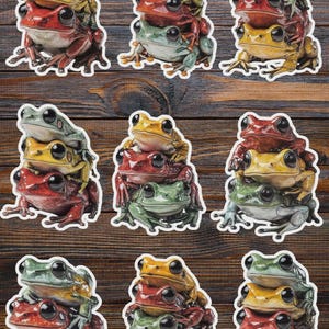 Stacked Frogs Vinyl Die Cut Sticker Set | Funny Sticker | Laptop Sticker | Water Bottle Sticker | Notebook Sticker