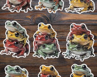 Stacked Frogs Vinyl Die Cut Sticker Set | Funny Sticker | Laptop Sticker | Water Bottle Sticker | Notebook Sticker