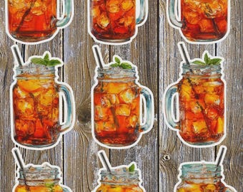 Iced Tea Vinyl Die Cut Sticker Set Funny Sticker Laptop Sticker Water Bottle Sticker Notebook Sticker Scrapbooking