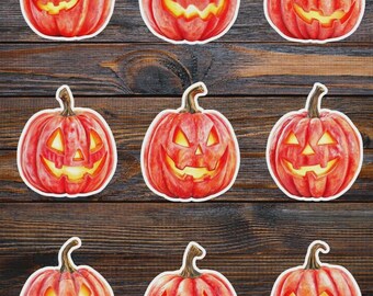 Jack O Lantern Halloween Vinyl Die Cut Sticker Set | Funny Sticker | Laptop Sticker | Water Bottle Sticker | Notebook Sticker