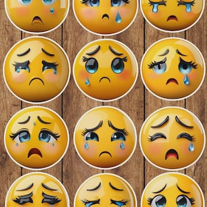 Sad Emoji Vinyl Die Cut Sticker Set | Funny Sticker | Laptop Sticker | Water Bottle Sticker | Notebook Sticker