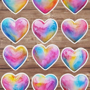 Rainbow Swirl Heart Vinyl Die Cut Sticker Set | Funny Sticker | Laptop Sticker | Water Bottle Sticker | Notebook Sticker