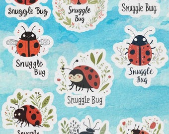 Snuggle Ladybug Die Cut Vinyl Sticker Set | Funny Sticker | Laptop Sticker | Water Bottle Sticker | Notebook Sticker