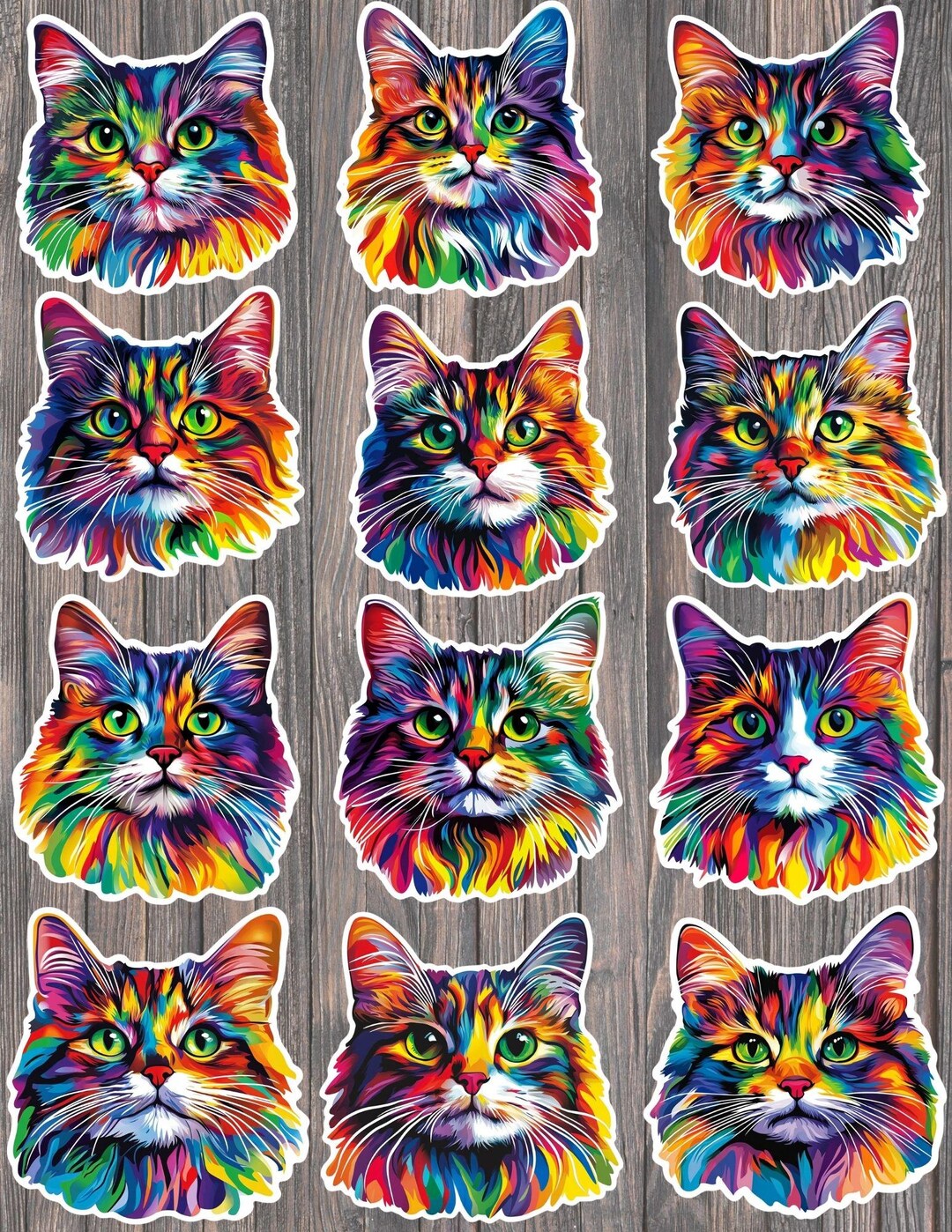 Rainbow Kitten Die Cut Vinyl Sticker Set – for Notebook, Laptop, Water ...